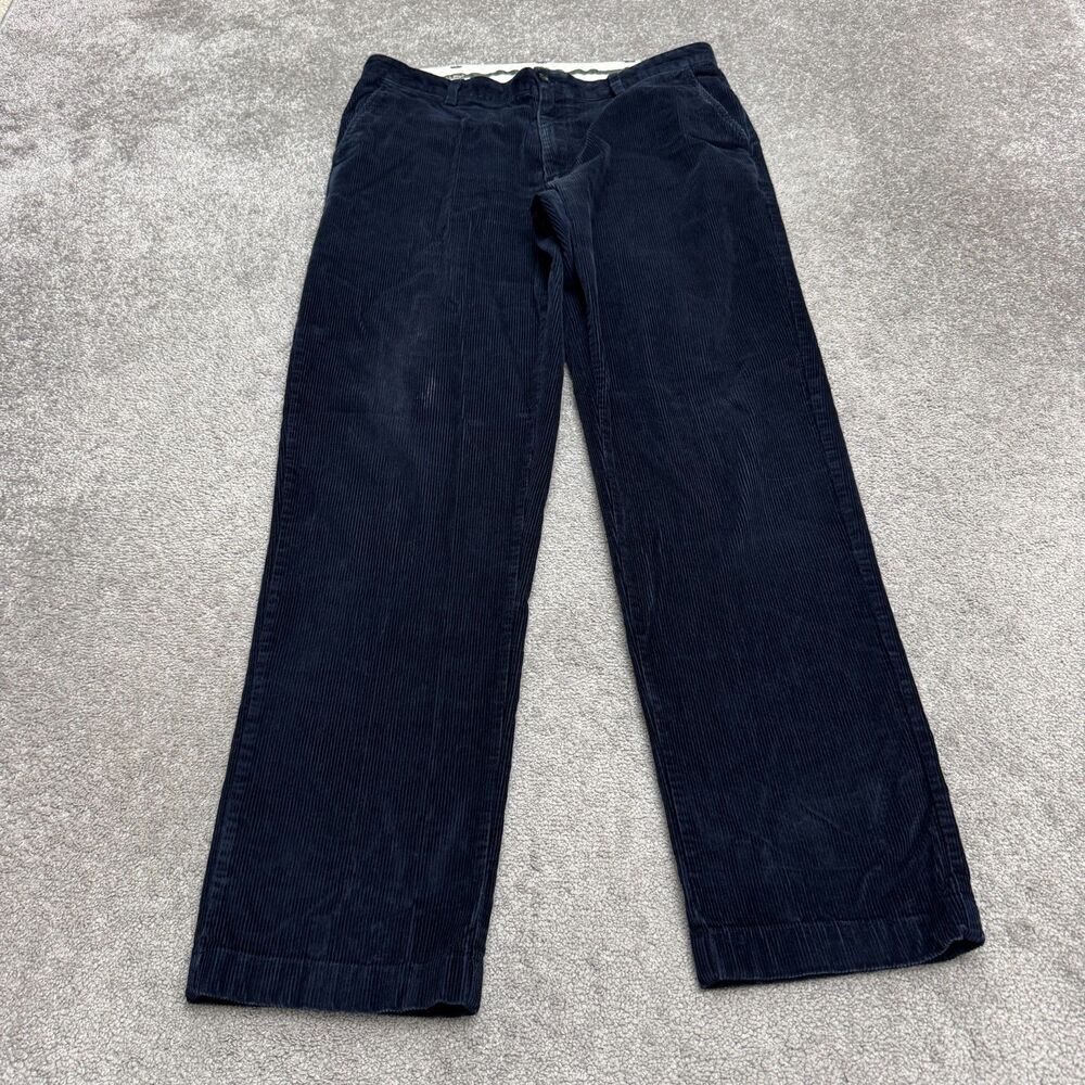 L.L. Bean Classic Fit Corduroy Pants Mens 36x34 Navy Blue Straight Leg Stretch